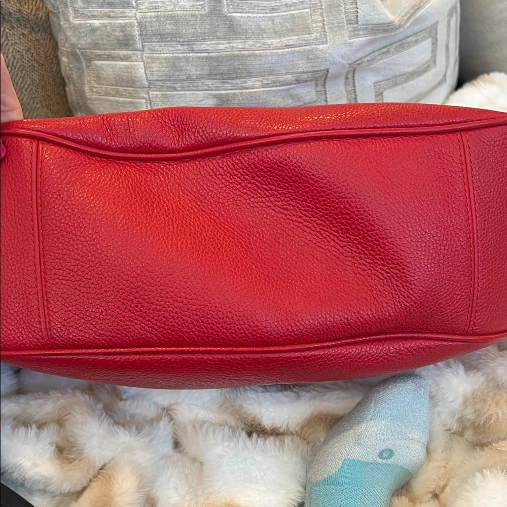 Coach Pebbled Leather Red Hobo Bag